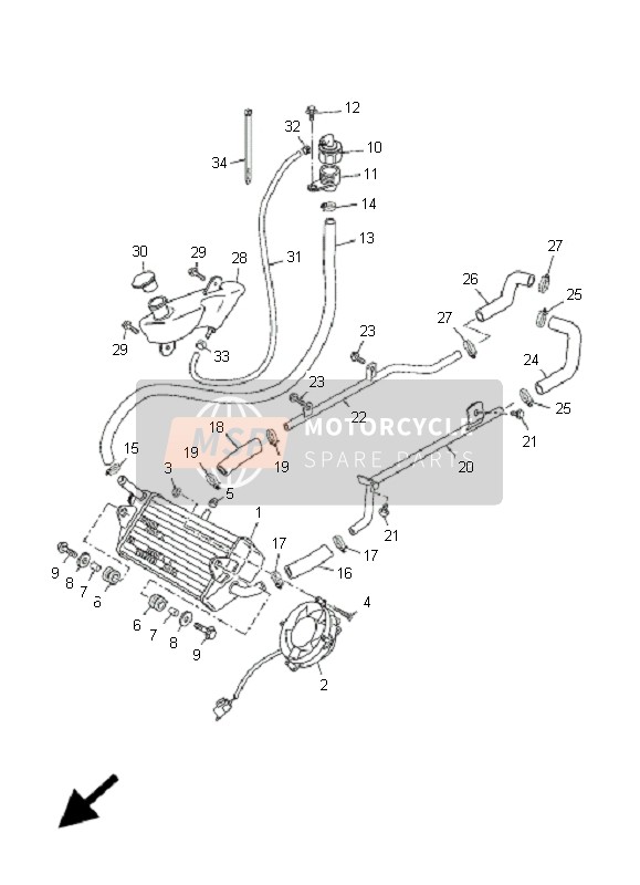 Yamaha YP125R X-MAX 2007 Termosifone & Tubo per un 2007 Yamaha YP125R X-MAX